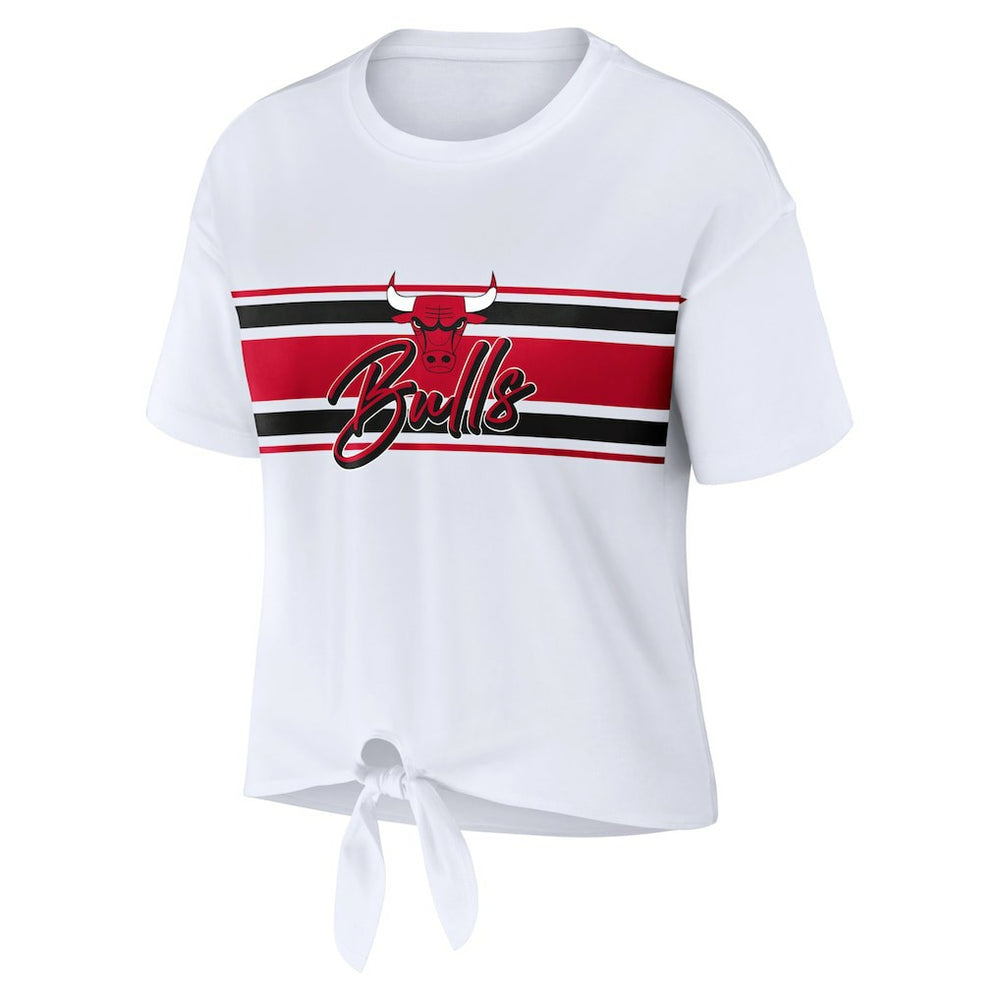 Chicago Bulls WEAR by Erin Andrews Women's Tie-Front T-Shirt White