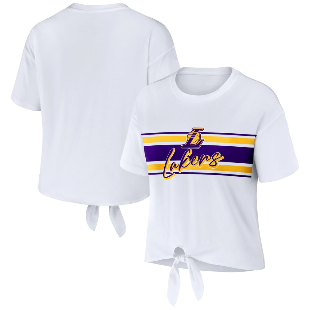 Los Angeles Lakers WEAR by Erin Andrews Women's Tie-Front T-Shirt White