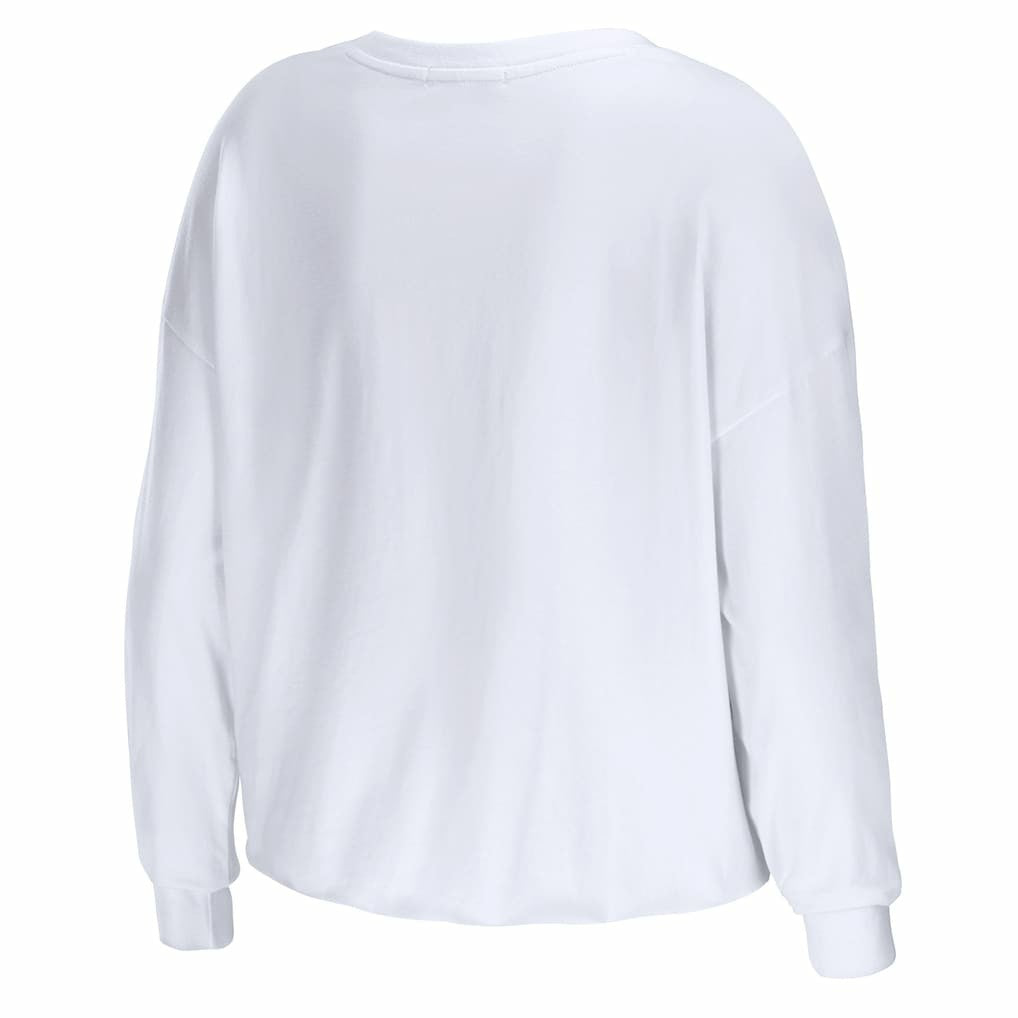 Chicago Bulls WEAR by Erin Andrews Women's Cropped Long Sleeve T-Shirt White