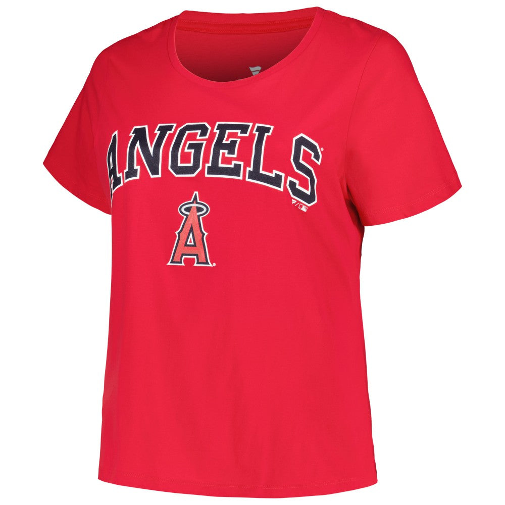 Los Angeles Angels Profile Women's Plus Size Arch Logo T-Shirt - Red - MLB on Sale