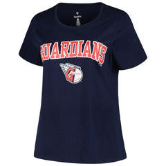 Cleveland Guardians Profile Women's Plus Size Arch Logo T-Shirt - Navy - MLB Discount