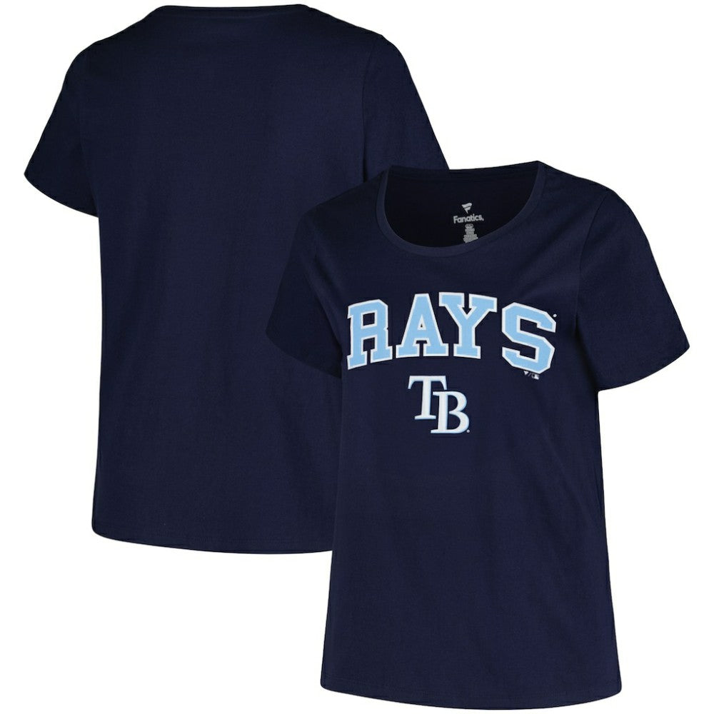 Tampa Bay Rays Profile Women's Plus Size Arch Logo T-Shirt - Navy - MLB Lifestyle