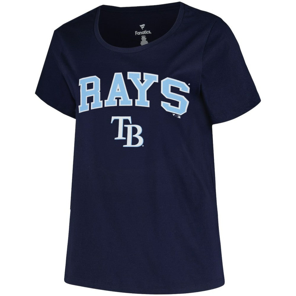 Tampa Bay Rays Profile Women's Plus Size Arch Logo T-Shirt - Navy - MLB Lifestyle