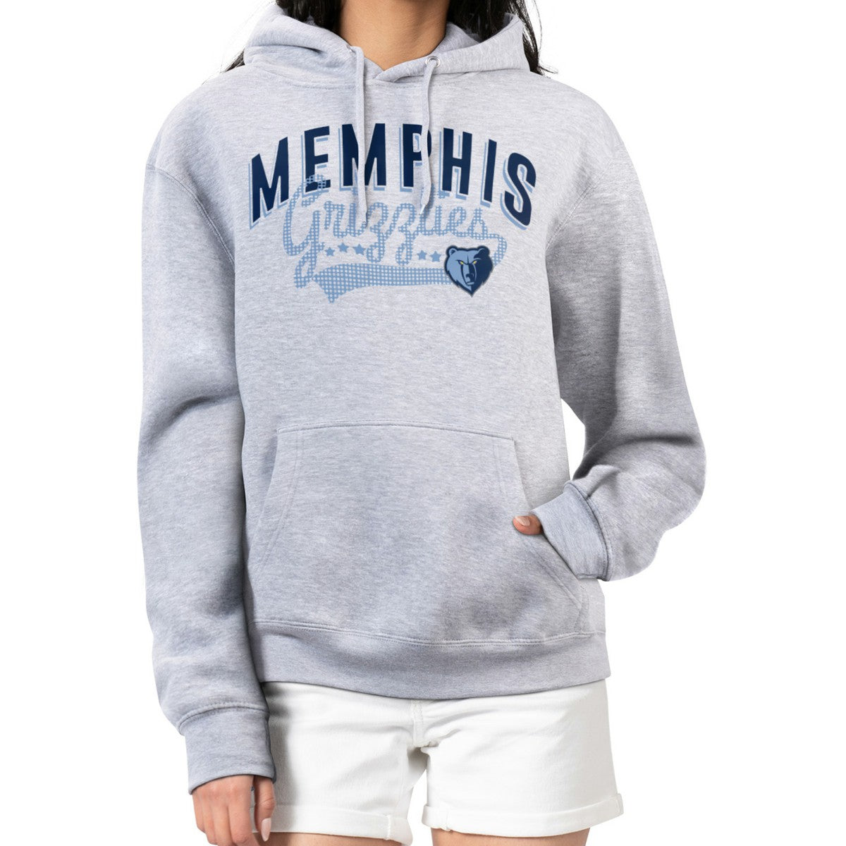 Memphis Grizzlies G-III 4Her by Carl Banks Women's Filigree Logo Pullover Hoodie - Heather Gray