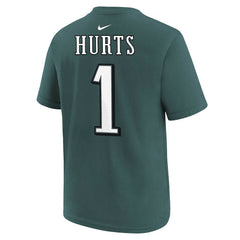Nike Jalen Hurts Philadelphia Eagles Youth Player Name & Number T-Shirt Midnight Green