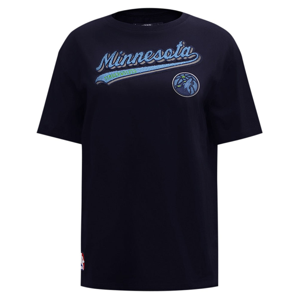 Minnesota Timberwolves Pro Standard Women's Script Boyfriend T-Shirt Navy