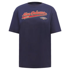 New Orleans Pelicans Pro Standard Women's Script Boyfriend T-Shirt Navy
