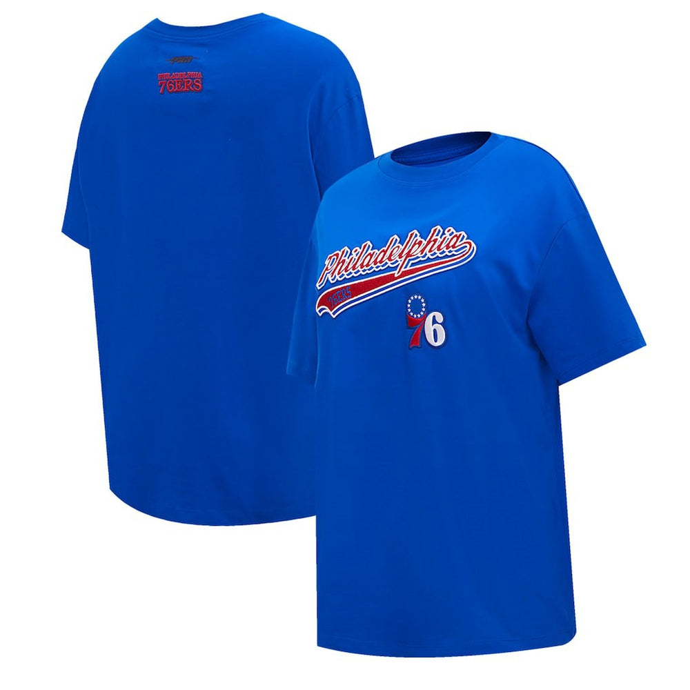 Philadelphia 76ers Pro Standard Women's Script Boyfriend T-Shirt Royal