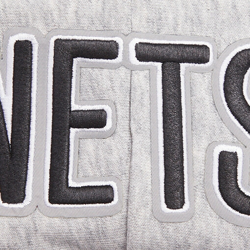 Brooklyn Nets Pro Standard Women's Script Tail Cropped Pullover Hoodie Heather Gray
