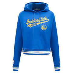 Golden State Warriors Pro Standard Women's Script Tail Cropped Pullover Hoodie Royal