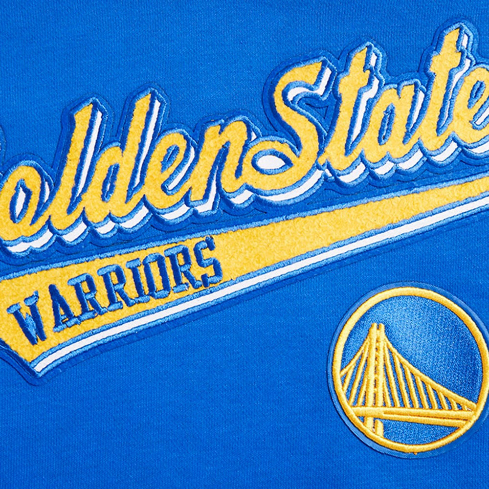 Golden State Warriors Pro Standard Women's Script Tail Cropped Pullover Hoodie Royal