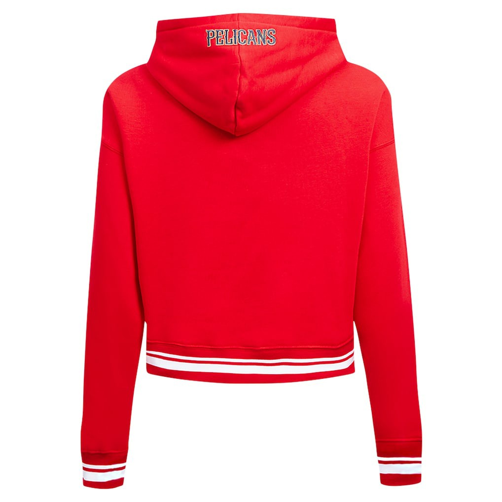 New Orleans Pelicans Pro Standard Women's Script Tail Cropped Pullover Hoodie Red