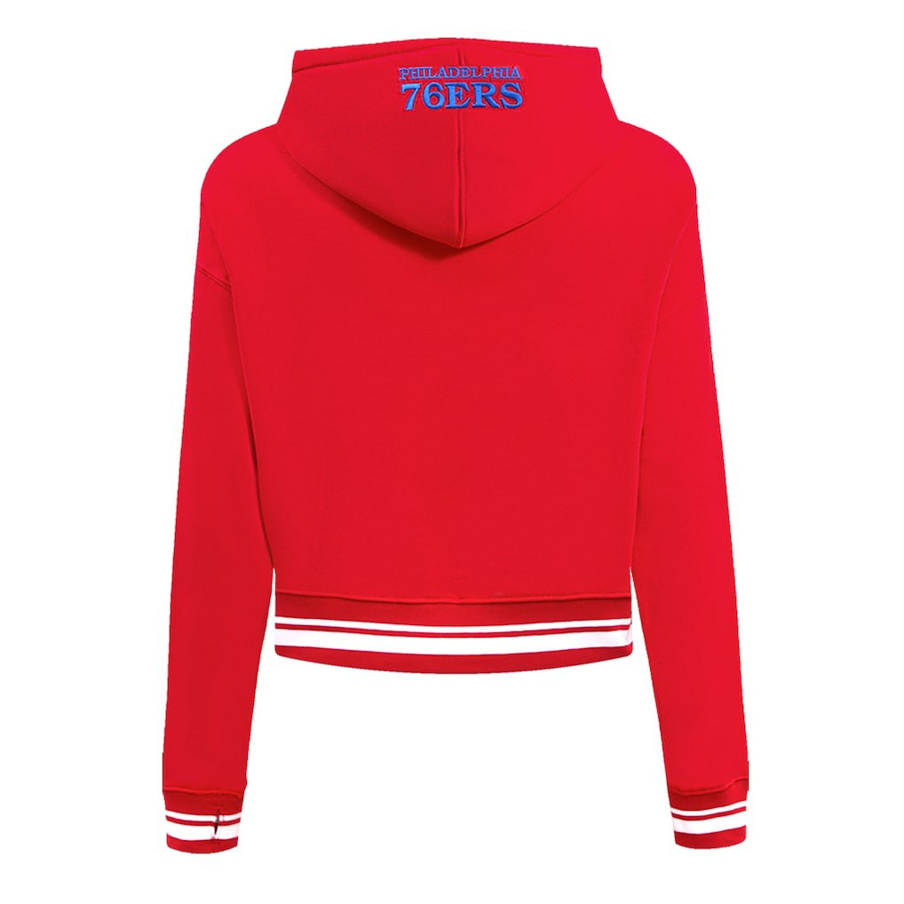 Philadelphia 76ers Pro Standard Women's Script Tail Cropped Pullover Hoodie Red
