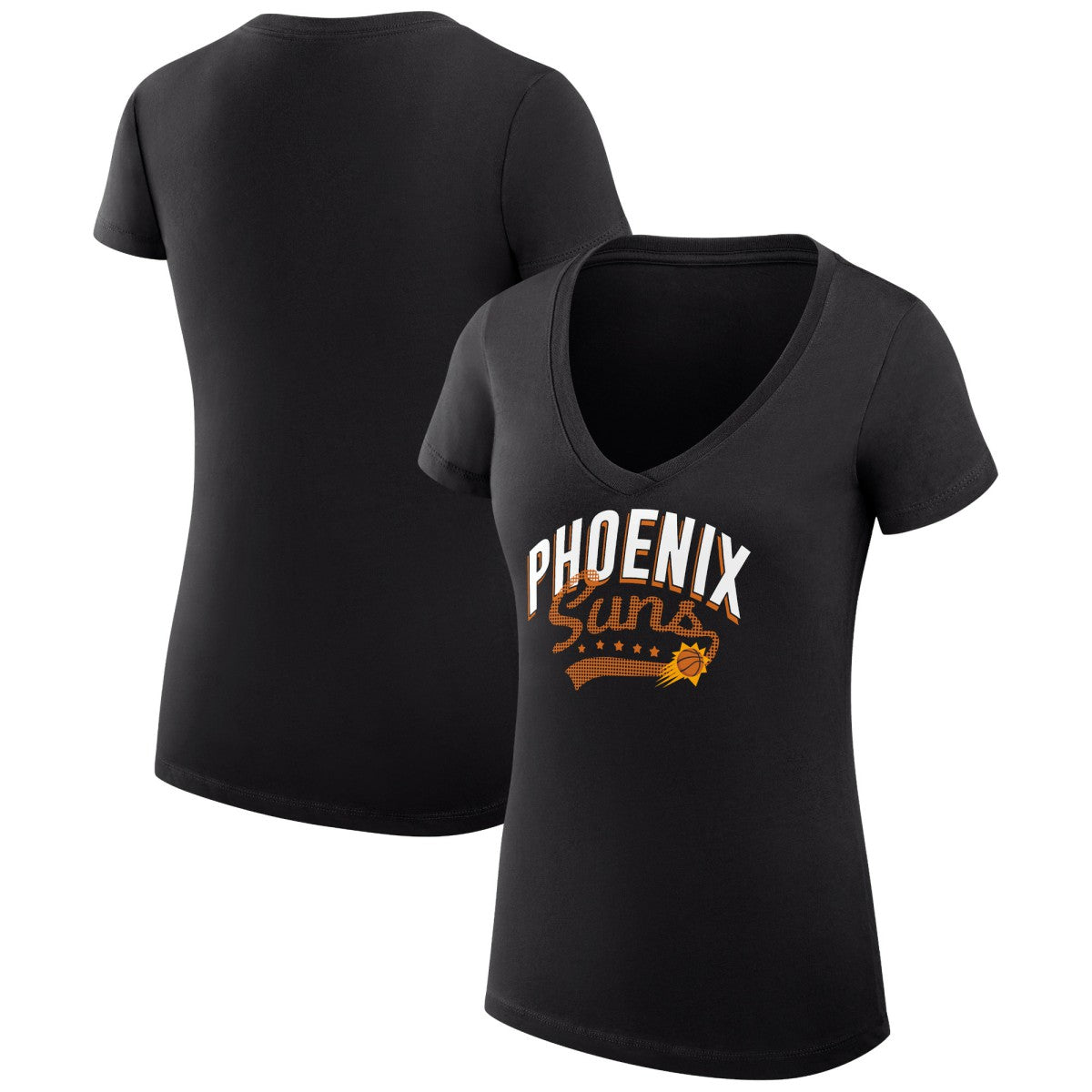 Phoenix Suns G-III 4Her by Carl Banks Women's Super-Slim Fit Lightweight Filigree Logo V-Neck T-Shirt Black