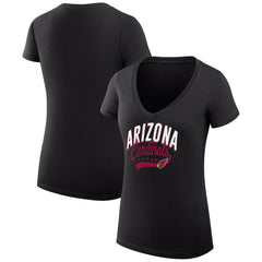 Arizona Cardinals G-III 4Her by Carl Banks Women's Super-Slim Fit Lightweight Filigree Logo Lightweight V-Neck T-Shirt – Black