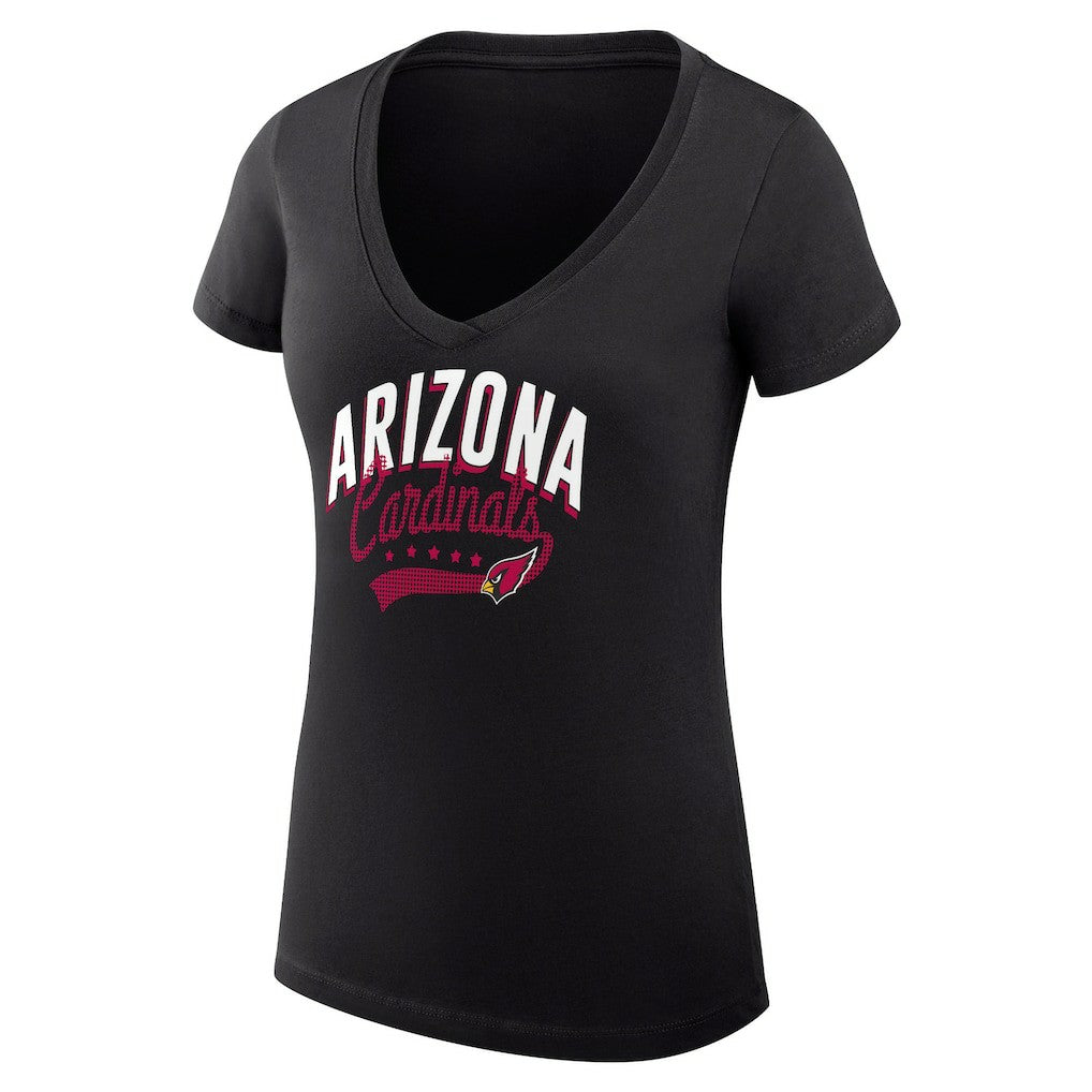 Arizona Cardinals G-III 4Her by Carl Banks Women's Super-Slim Fit Lightweight Filigree Logo Lightweight V-Neck T-Shirt – Black