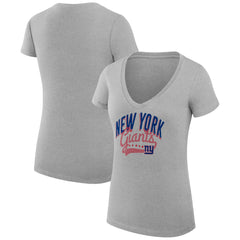 New York Giants G-III 4Her by Carl Banks Women's Super-Slim Fit Lightweight Filigree Logo Lightweight V-Neck T-Shirt – Heather Gray