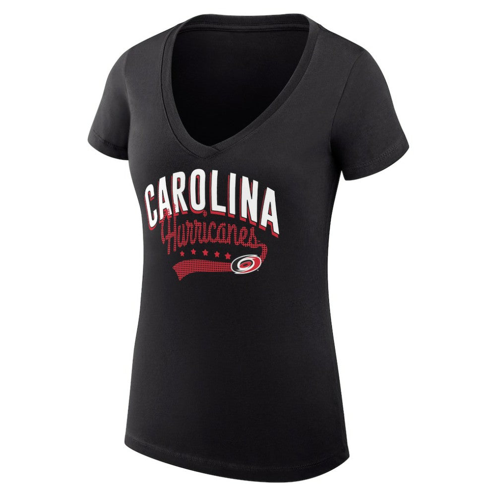 Carolina Hurricanes G-III 4Her by Carl Banks Women's Super-Slim Fit Lightweight Filigree Logo V-Neck T-Shirt – Black - NHL 200559505