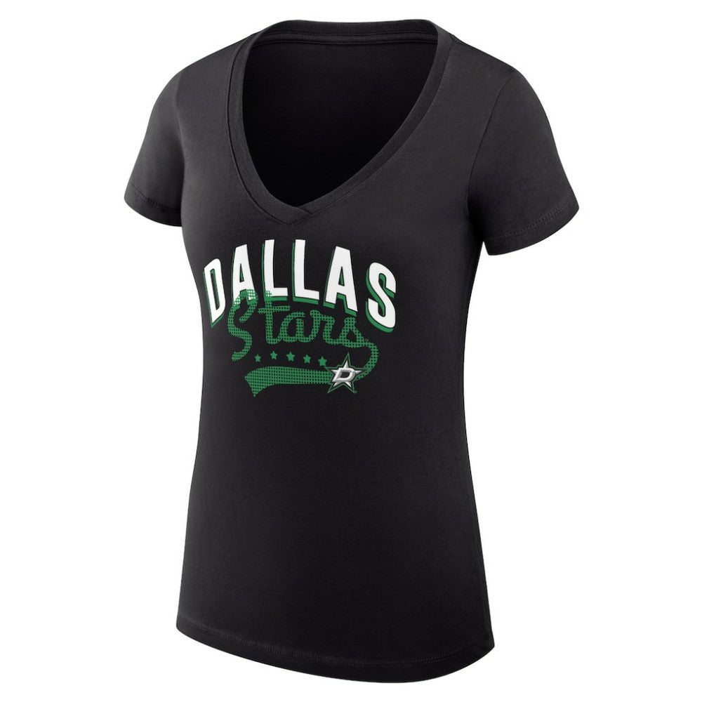 Dallas Stars G-III 4Her by Carl Banks Women's Super-Slim Fit Lightweight Filigree Logo V-Neck T-Shirt – Black - NHL 200559508