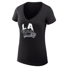 Los Angeles Kings G-III 4Her by Carl Banks Women's Super-Slim Fit Lightweight Filigree Logo V-Neck T-Shirt – Black - NHL 200559510