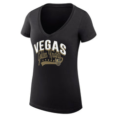 Vegas Golden Knights G-III 4Her by Carl Banks Women's Super-Slim Fit Lightweight Filigree Logo V-Neck T-Shirt – Black - NHL 200559519