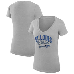 St. Louis Blues G-III 4Her by Carl Banks Women's Super-Slim Fit Lightweight Filigree Logo V-Neck T-Shirt – Gray - NHL 200559549