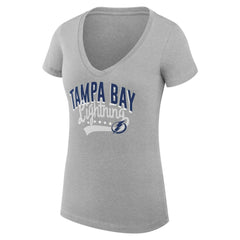 Tampa Bay Lightning G-III 4Her by Carl Banks Women's Super-Slim Fit Lightweight Filigree Logo V-Neck T-Shirt – Gray - NHL 200559551