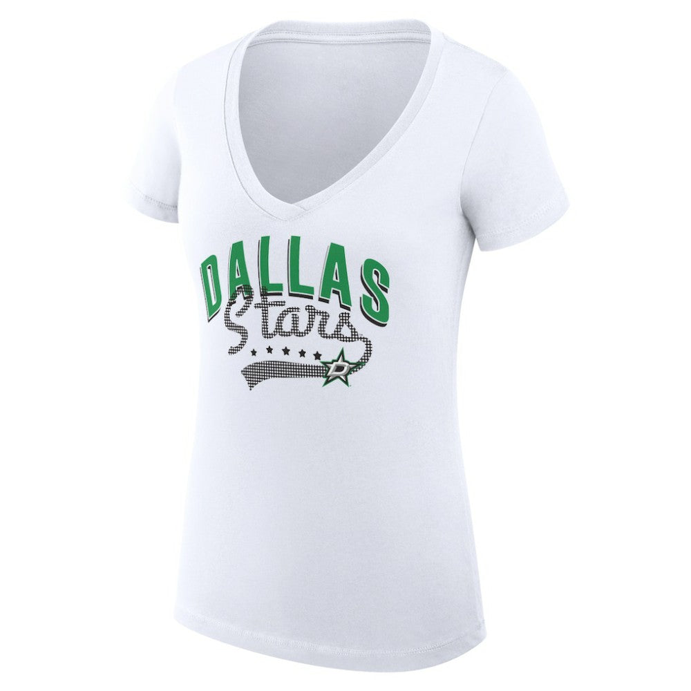 Dallas Stars G-III 4Her by Carl Banks Women's Super-Slim Fit Lightweight Filigree Logo V-Neck T-Shirt – White - NHL 200559570