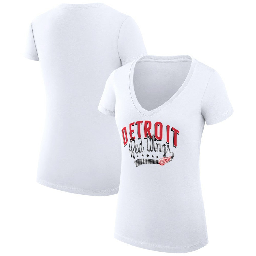 Detroit Red Wings G-III 4Her by Carl Banks Women's Super-Slim Fit Lightweight Filigree Logo V-Neck T-Shirt – White - NHL 200559571