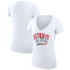 Detroit Red Wings G-III 4Her by Carl Banks Women's Super-Slim Fit Lightweight Filigree Logo V-Neck T-Shirt – White - NHL 200559571