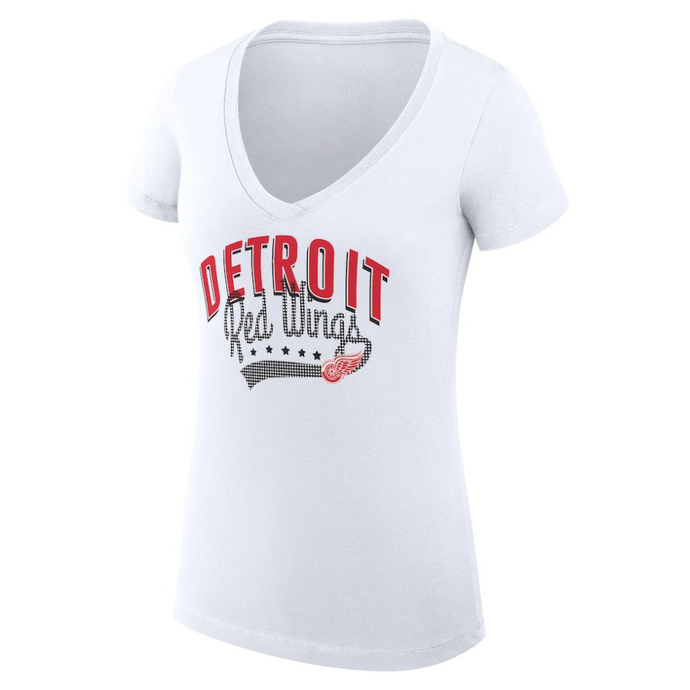 Detroit Red Wings G-III 4Her by Carl Banks Women's Super-Slim Fit Lightweight Filigree Logo V-Neck T-Shirt – White - NHL 200559571