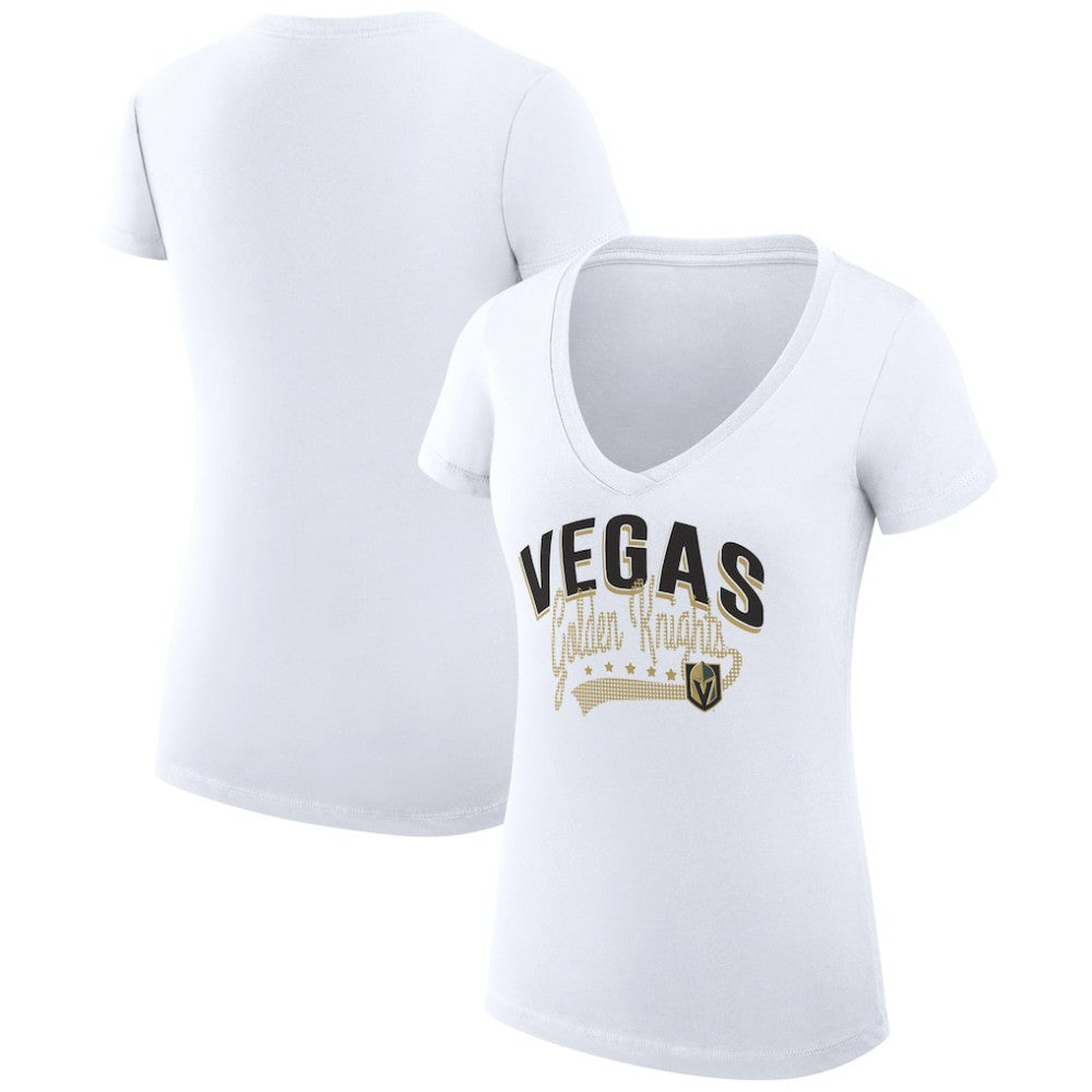 Vegas Golden Knights G-III 4Her by Carl Banks Women's Super-Slim Fit Lightweight Filigree Logo V-Neck T-Shirt – White - NHL 200559591