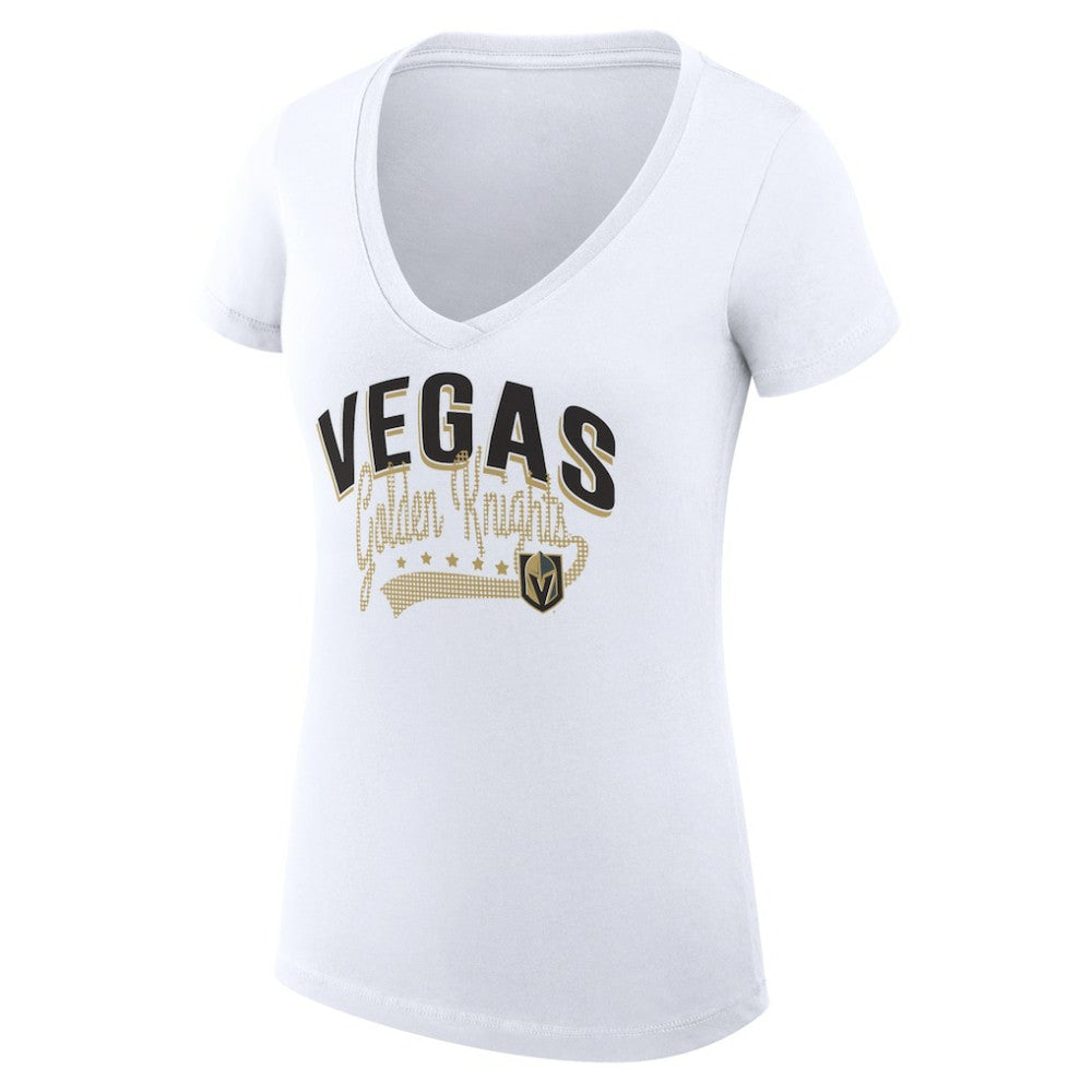 Vegas Golden Knights G-III 4Her by Carl Banks Women's Super-Slim Fit Lightweight Filigree Logo V-Neck T-Shirt – White - NHL 200559591