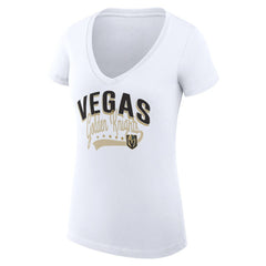 Vegas Golden Knights G-III 4Her by Carl Banks Women's Super-Slim Fit Lightweight Filigree Logo V-Neck T-Shirt – White - NHL 200559591