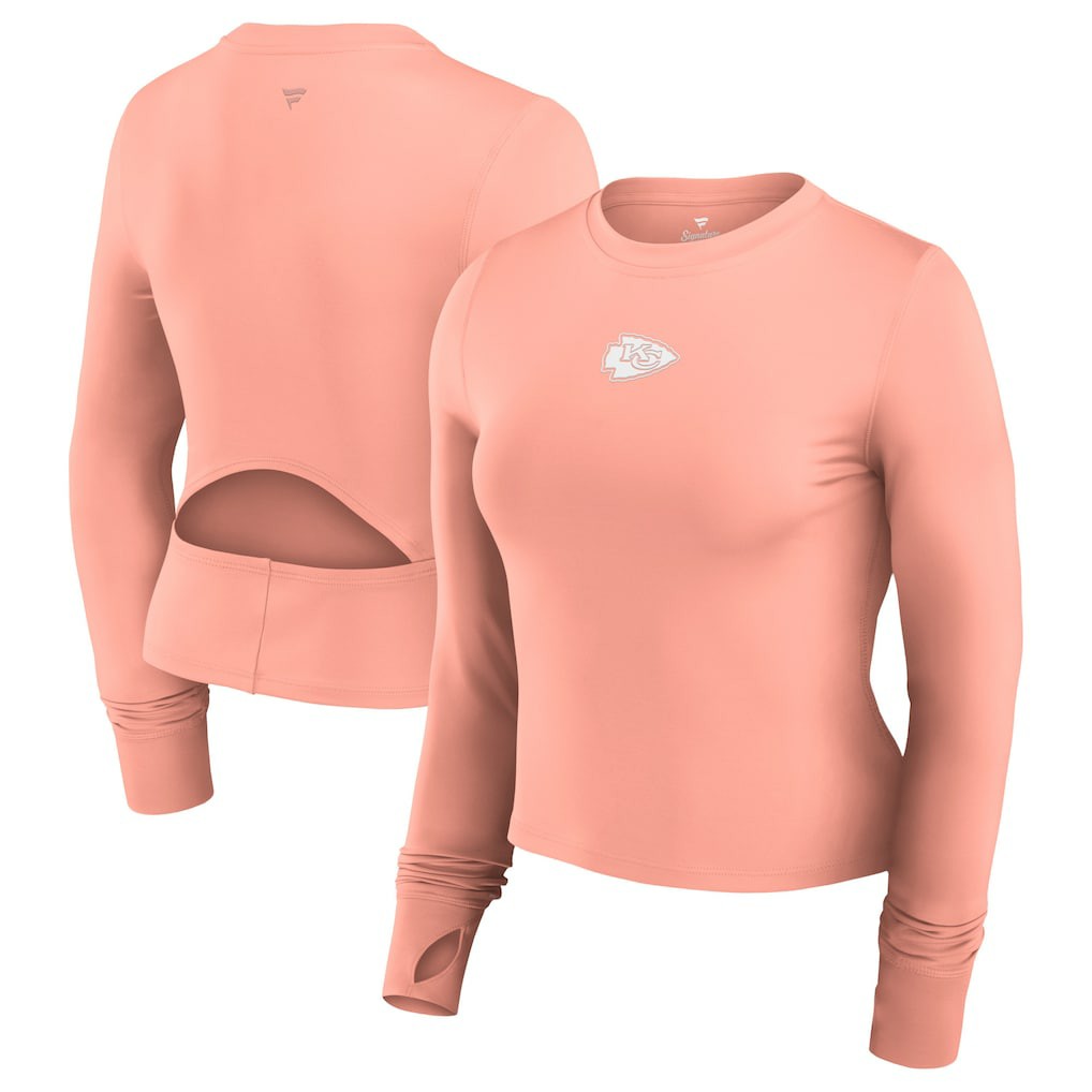Fanatics Kansas City Chiefs Women's Studio Fitted Long Sleeve Gym Top Coral