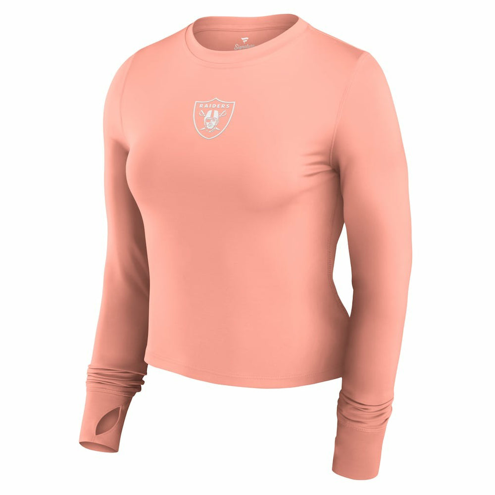 Fanatics Las Vegas Raiders Women's Studio Fitted Long Sleeve Gym Top Coral