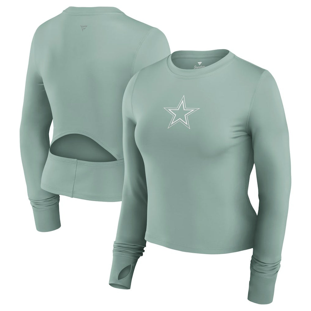 Fanatics Dallas Cowboys Women's Studio Fitted Long Sleeve Gym Top Green