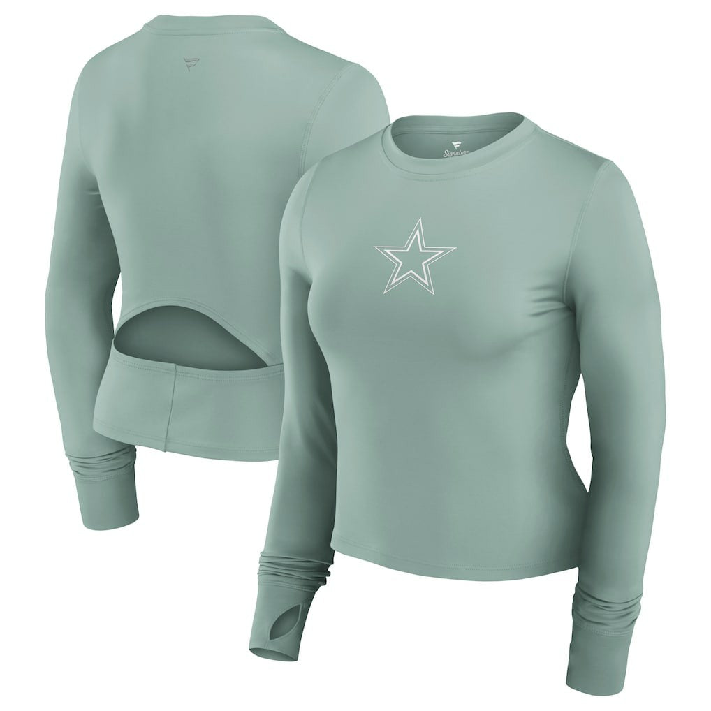 Fanatics Dallas Cowboys Women's Studio Fitted Long Sleeve Gym Top Green