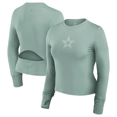 Fanatics Dallas Cowboys Women's Studio Fitted Long Sleeve Gym Top Green