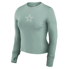 Fanatics Dallas Cowboys Women's Studio Fitted Long Sleeve Gym Top Green