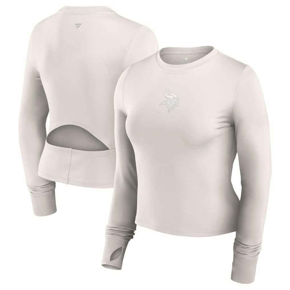 Fanatics Minnesota Vikings Women's Studio Fitted Long Sleeve Gym Top White