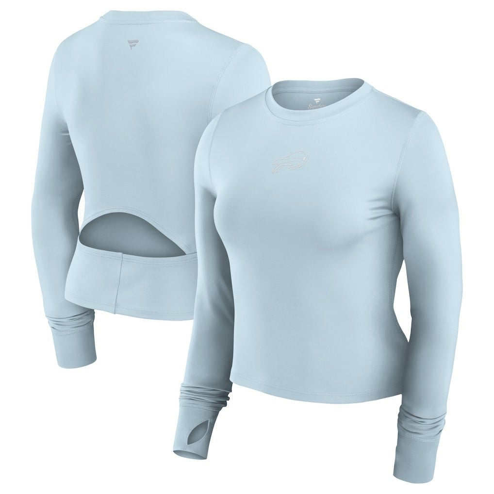 Fanatics Buffalo Bills Women's Studio Fitted Long Sleeve Gym Top Light Blue