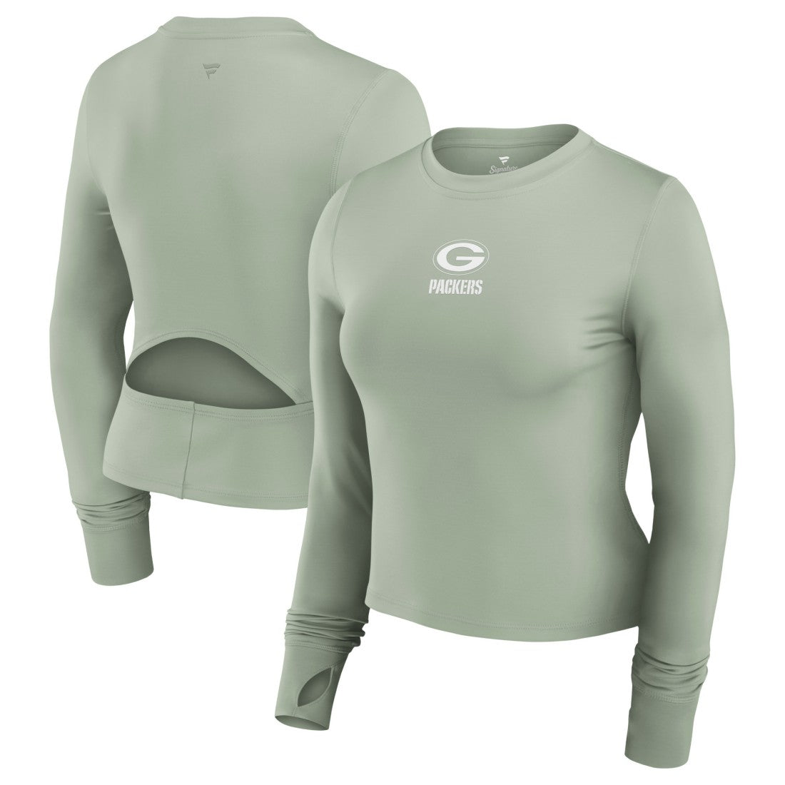 Fanatics Green Bay Packers Women's Studio Fitted Long Sleeve Gym Top Green