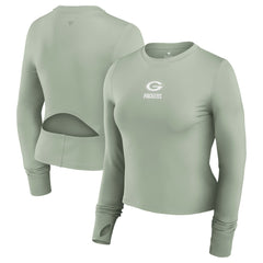 Fanatics Green Bay Packers Women's Studio Fitted Long Sleeve Gym Top Green