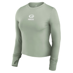 Fanatics Green Bay Packers Women's Studio Fitted Long Sleeve Gym Top Green