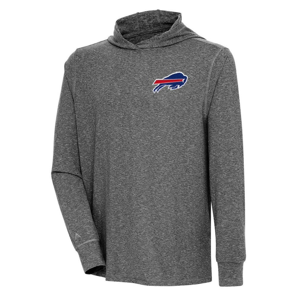 Buffalo Bills Antigua Saga Long Sleeve Hoodie T-Shirt Heather Black