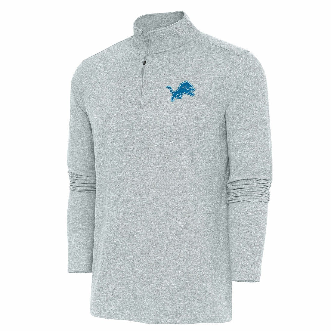 Detroit Lions Antigua Hunk Quarter-Zip Pullover Top Heather Gray