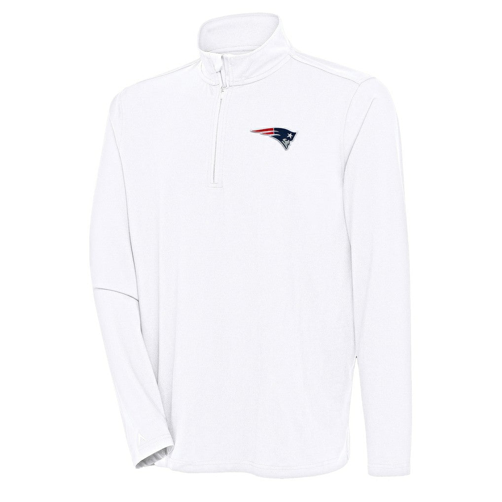 New England Patriots Antigua Hunk Quarter-Zip Pullover Top White