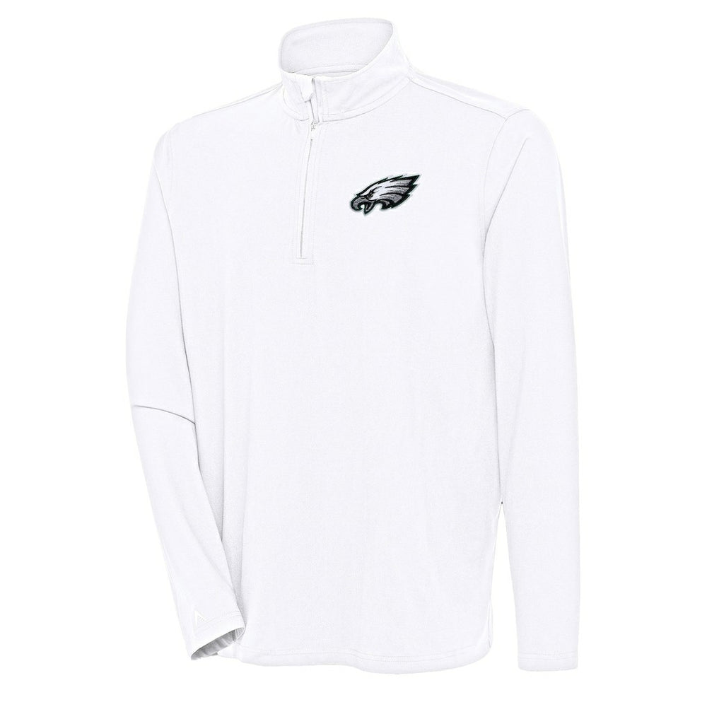 Philadelphia Eagles Antigua Hunk Quarter-Zip Pullover Top White