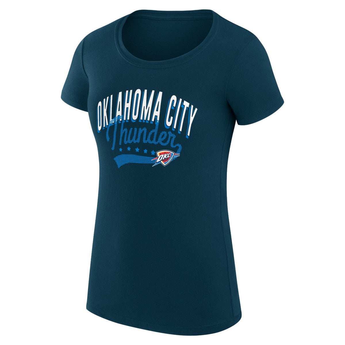 Oklahoma City Thunder G-III 4Her by Carl Banks Women's Super-Slim Fit Lightweight Filigree Logo T-Shirt - Navy